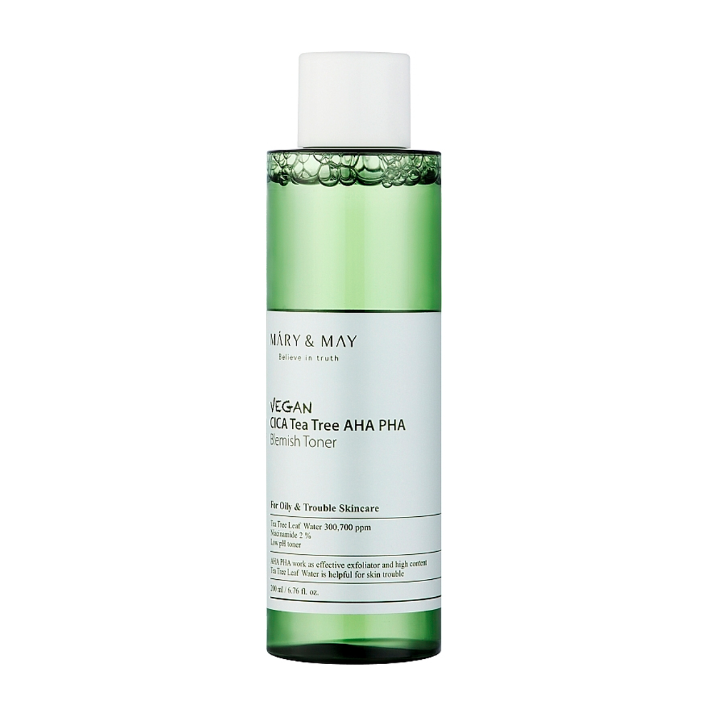 Тонер для обличчя Mary &amp; May Vegan Cica Tea Tree AHA PHA Blemish Toner із центелою азіатською та чайним деревом, 200 мл