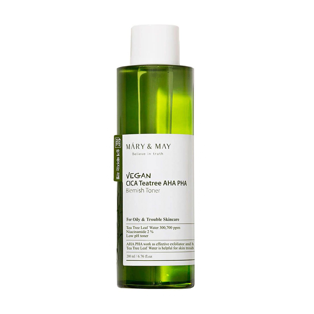 Тонер для обличчя Mary &amp; May Vegan Cica Tea Tree AHA PHA Blemish Toner із центелою азіатською та чайним деревом, 30 мл